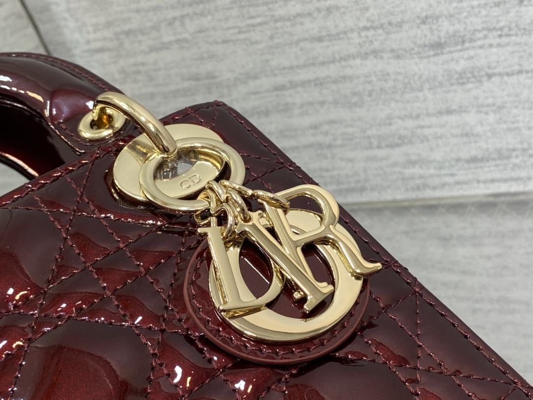 Mini Lady Dior Bag Barolo Patent Cannage Calfskin